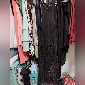 Free People Black embroidered dress